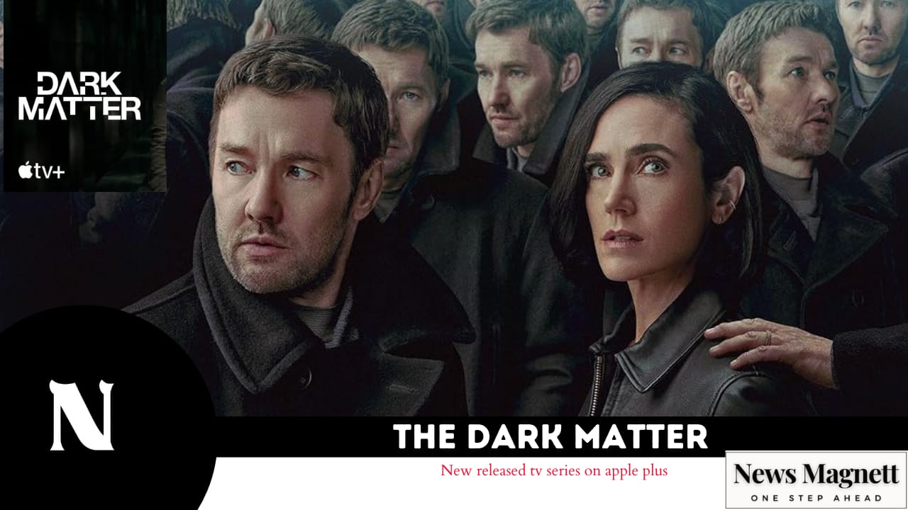Image depicting a promotional poster for the Dark Matter TV series featuring the main cast members against a backdrop of space.